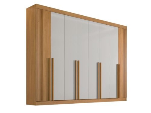 Guarda-Roupa Daymond 8 Portas e 8 Gavetas - Cinamomo Ripado/Off White - Imagem 2