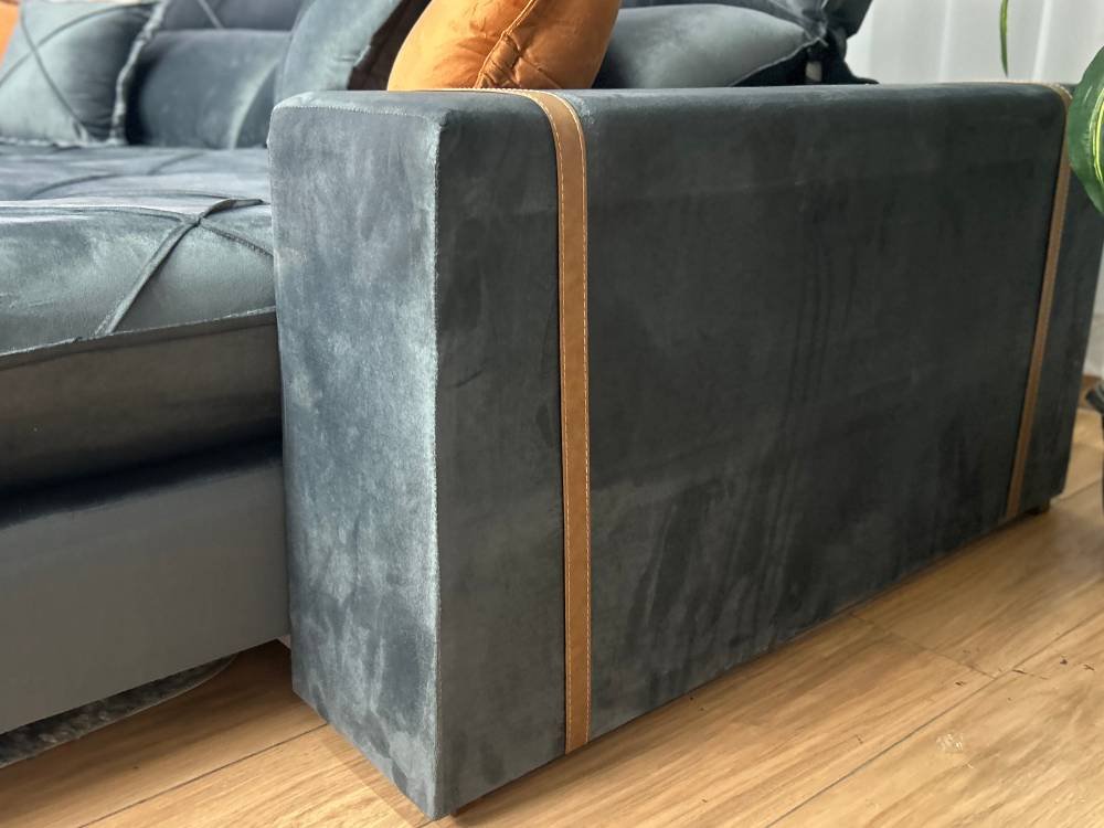 Sofá Retrátil Reclinável Pleno 2.10m - Cinza Veludo - Imagem 9