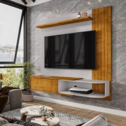 Painel Paraty Larg. 1.37m Nature/Off C/Detalhe Frisado para TV até 55" - Bechara