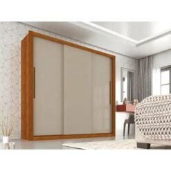 Guarda-Roupa Panamá 3 portas de correr - Cinamomo/Off White Flex