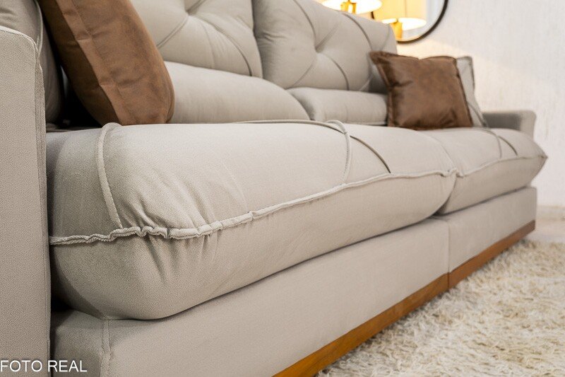 Sofá Retrátil Reclinável Gran Bello 2.90m Veludo Capuccino - Molas Ensacadas - Imagem 7