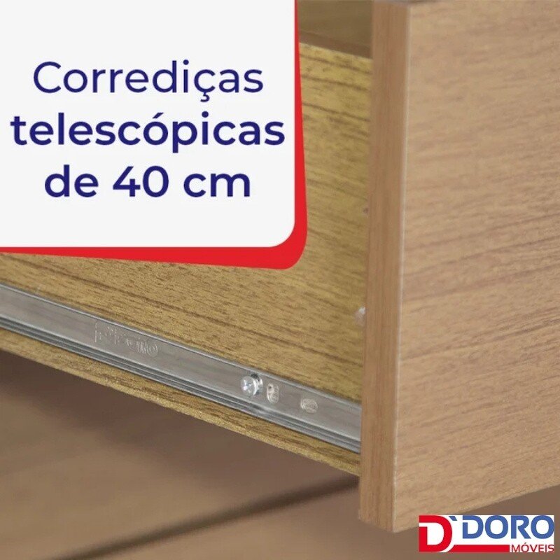 Guarda-Roupa Casal 2 Portas Titanium Ripado MDF Cinamomo/Off White Larg. 2.20m D Doro - Imagem 12