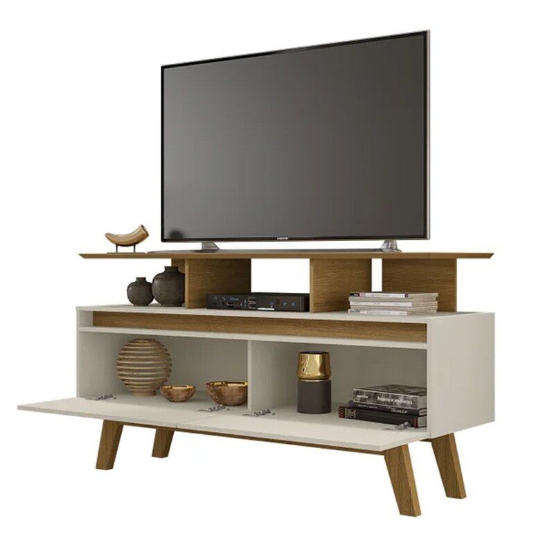 Rack Bancada Rubi Larg. 1.20m Cinamomo/Off para TV até 50" - Bechara - Imagem 2