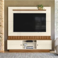 Home Florianópolis Larg.1.75m Off/Amêndoa C/ Detalhe Ripado para TV até 70" - Mobler