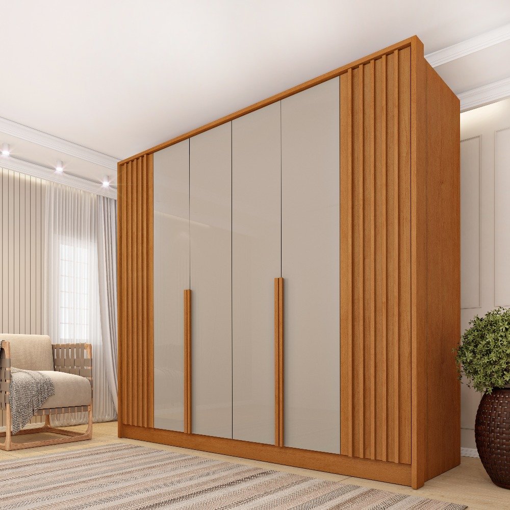 Guarda-Roupa Guarani 6 Portas Tcil - Ripado Cinamomo/Off White