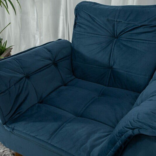 Poltrona Pérola Veludo Azul - Imagem 2