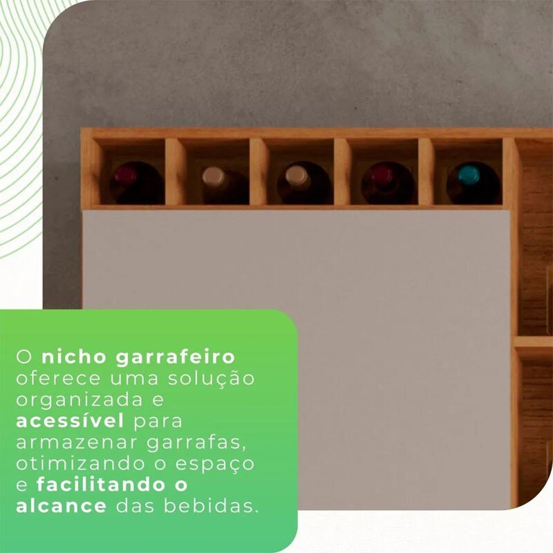 Armário Cozinha New Topázio Cinamomo/Off 6 Portas 2 Gavetas Larg. 1.65m - Sallêto - Imagem 9