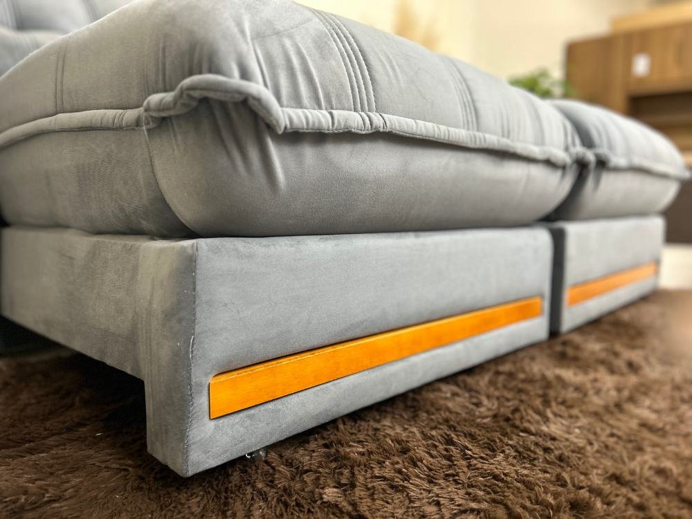 Sofá Retrátil Reclinável Iguaçu 2.10m - Cinza Veludão - Imagem 4