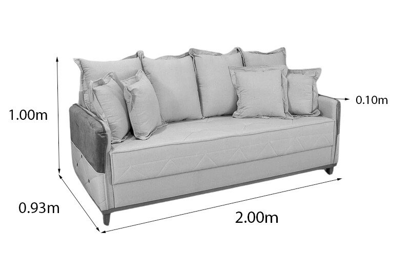 Sofá 3 lugares Vican Veludo Cinza 5001 Larg. 2.00m - Molas Bonnel - Imagem 8