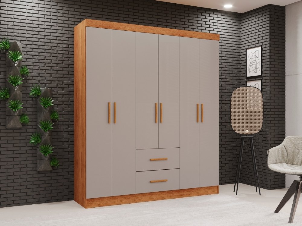 Guarda-Roupa Estrela 6 portas - Cinamomo/Off White