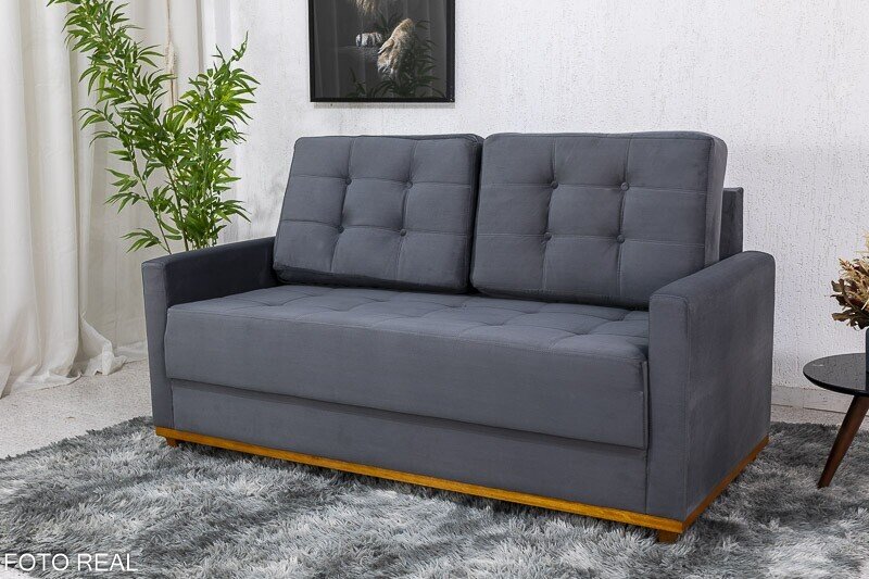 Sofá 3 lugares Living Áustria Veludo Grafite A15 Larg. 1.70m