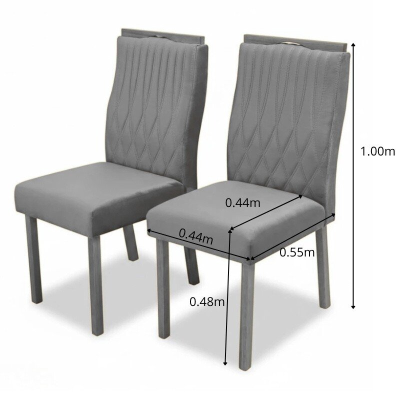 2 Cadeiras Genova Veludo Preto 504 - Art Assentos - Imagem 3