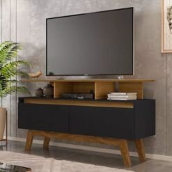 Rack Bancada Rubi Larg. 1.20m Cinamomo/Preto para TV até 50" - Bechara