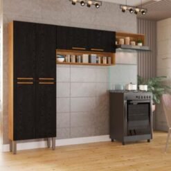 Cozinha Madri 3 peças - Cinamomo/Preto
