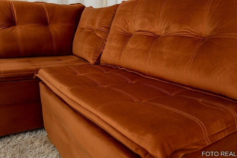 Sofá de Canto Vênus Veludo 3 em 1 Terracota 549 - Imagem 7