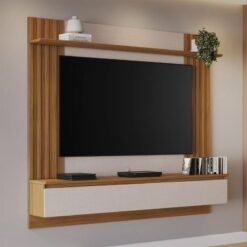 Painel NT 1365 Larg. 1.60m Off/Freijó C/ Detalhe Ripado para TV até 65" - Notável
