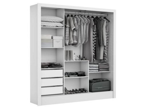 Guarda-Roupa Dubai Plus c/ espelho 3 Portas e 3 Gavetas - Preto - Imagem 2