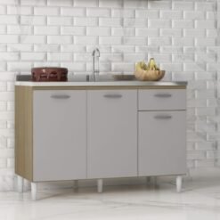 Balcão de cozinha Poquema para pia 1,20 - Damasco/Off White