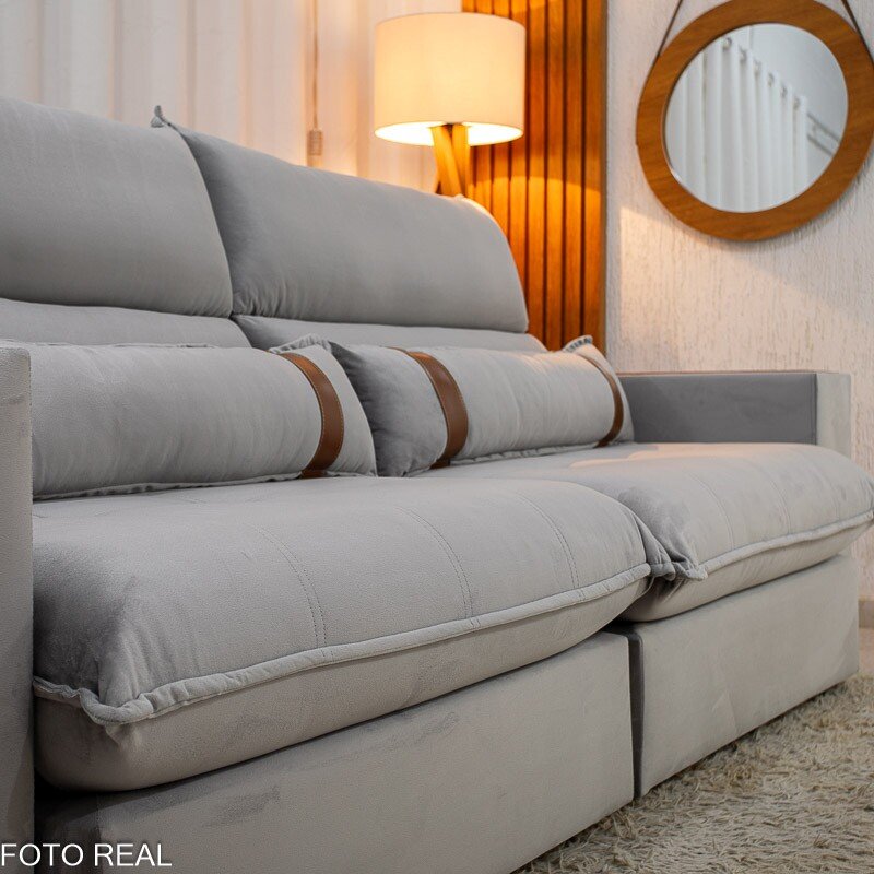 Sofá Retrátil Reclinável Ravello 2.50m Veludo Prata 3040/03 - Molas Ensacadas Pockets - Imagem 11
