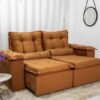 Sofá Retrátil Reclinável Grécia 2.00m Veludo Terracota - Sem Caixa