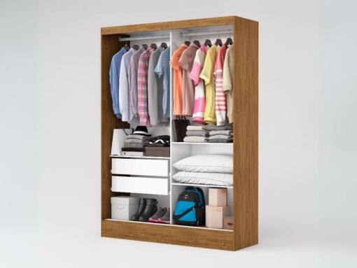 Guarda-Roupa Santiago c/ espelho 2 Portas e 2 Gavetas - Cinamomo/Off White - Imagem 2