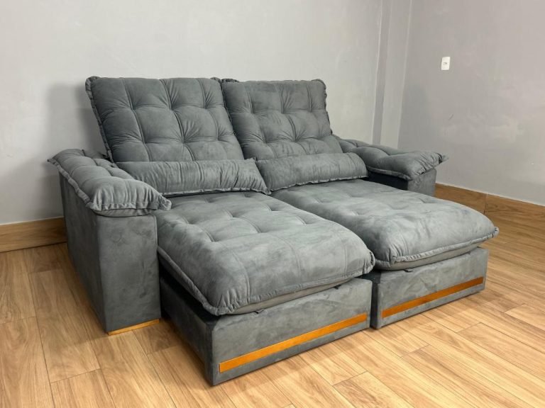 Sofá Retrátil e Reclinável Istambul 2.30m - Cinza Veludo