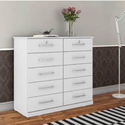 Cômoda Vane 006 Branco 10 Gavetas Larg. 1.18m - JL Móveis