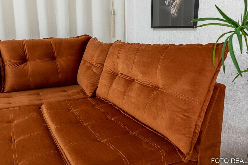 Sofá de Canto Vênus Veludo 3 em 1 Terracota 549 - Imagem 5