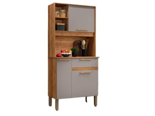 Armário Kit de Cozinha Lia 3 Portas 1 Gavetas - Cinamomo/Off White - Imagem 2
