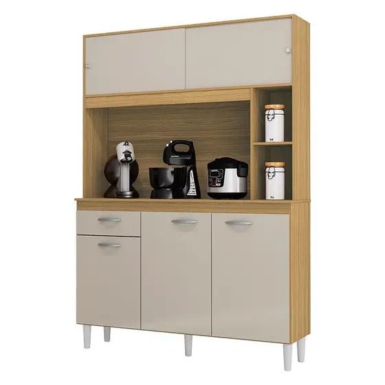 Armário Kit Cozinha Duda 1,20 - Damasco/Off White - Imagem 2