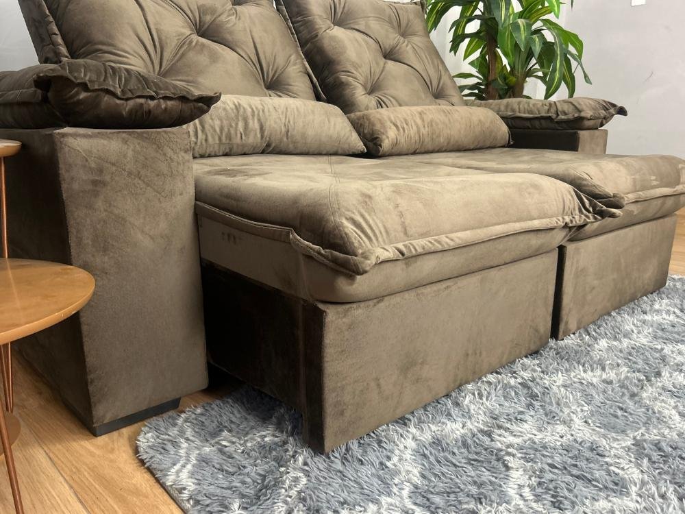 Sofá Retrátil Reclinável Porto Madeiro 2.00m- Marrom Veludo - Imagem 3