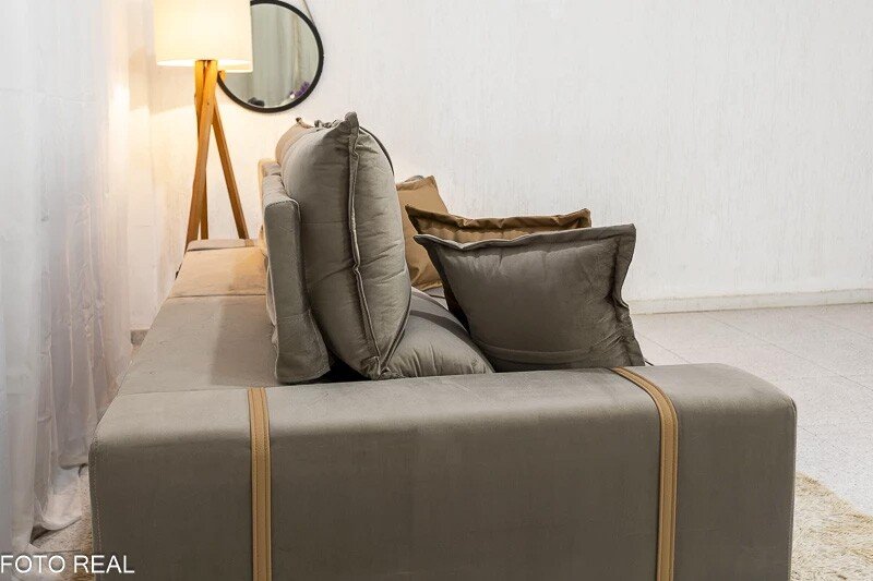 Sofá Retrátil Reclinável Gran Bello 2.00m Veludo Capuccino - Molas Ensacadas - Imagem 8