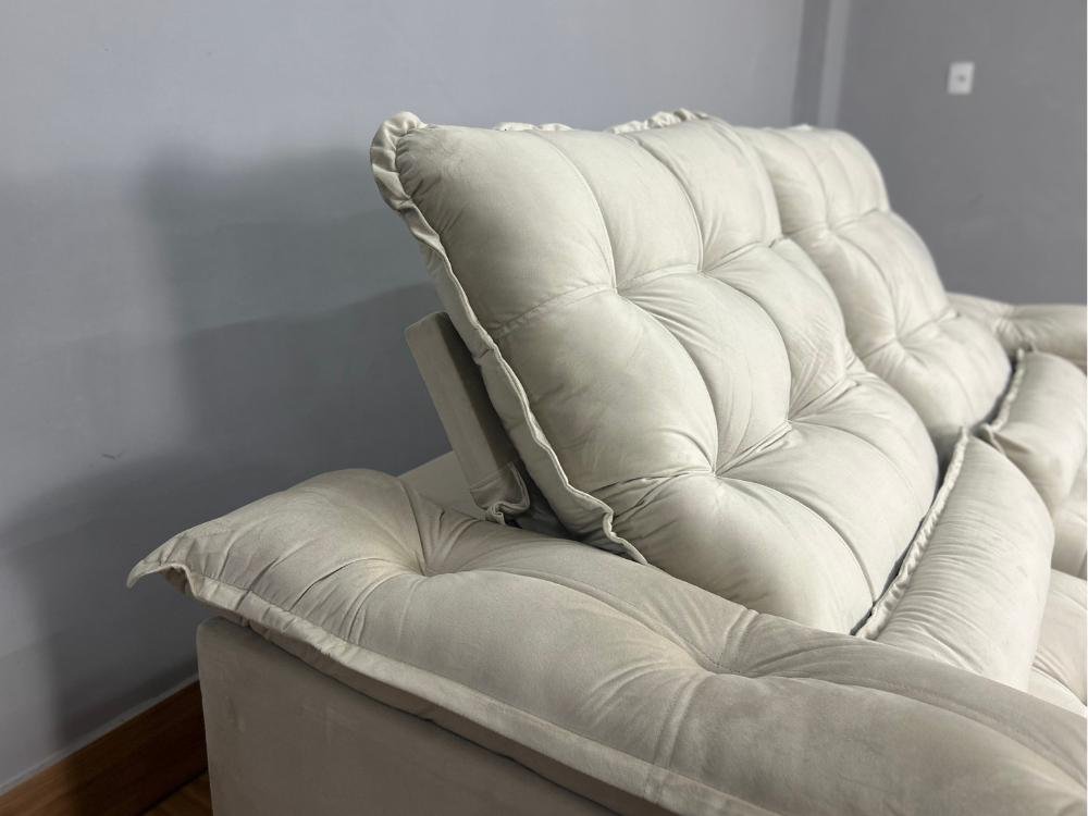 Sofá Retrátil e Reclinável Istambul 2.30m - Bege Veludo - Imagem 8