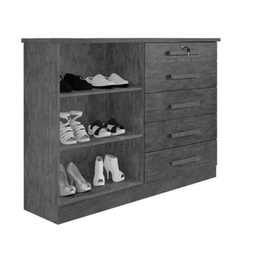 Cômoda sapateira New Athos 5 gavetas 2 portas - Cinamomo - Imagem 2