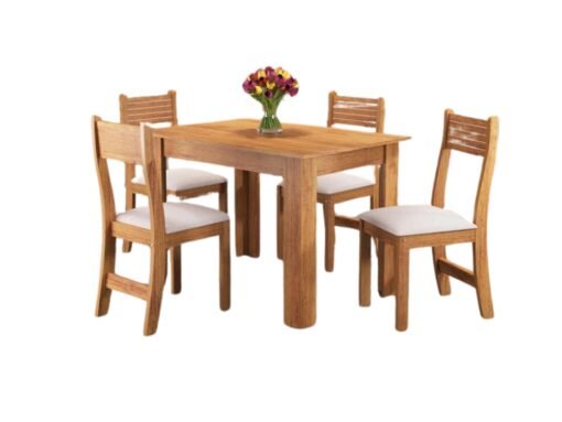 Mesa de Jantar Palace 1.10x0.75 Com 4 Cadeiras Brisa Veludo - Mel/Blonde Pastel - Imagem 2