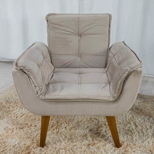 Poltrona Pérola Veludo Capuccino