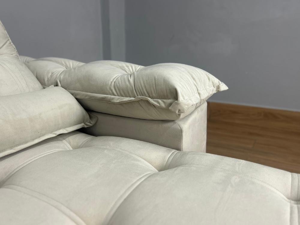 Sofá Retrátil e Reclinável Istambul 2.30m - Bege Veludo - Imagem 7