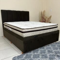 Combo Base Baú Rio Casal Marrom + Colchão Basic Molas Ensacadas Casal