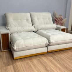 Sofá Retrátil e Reclinável Búzios 2.30m - Bege Veludo