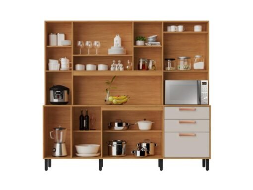 Armário Kit de Cozinha Nápoles 2,20m - Cinamomo/Off White - Imagem 2