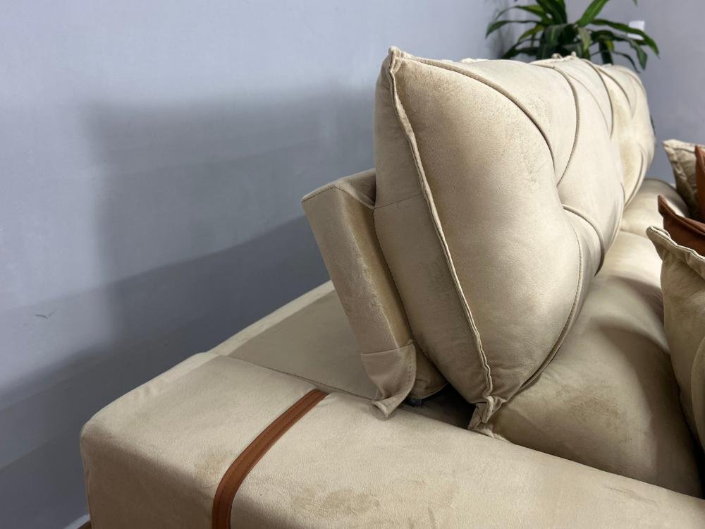 Sofá Retrátil e Reclinável Gran Bello 2.00m - Bege Veludo - Imagem 6
