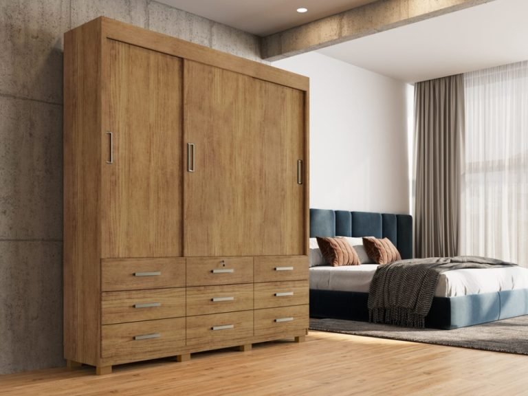 Guarda-Roupa Itapema II 3 portas de correr Sem espelho 9 gavetas - Cedro/areia FLEX - Imagem 3