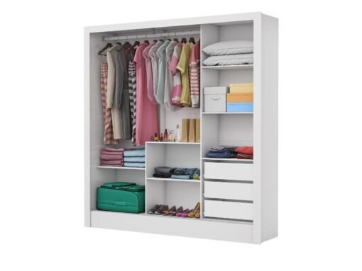 Guarda-Roupa Dubai Plus c/ espelho 3 portas e 3 gavetas - Branco - Imagem 2