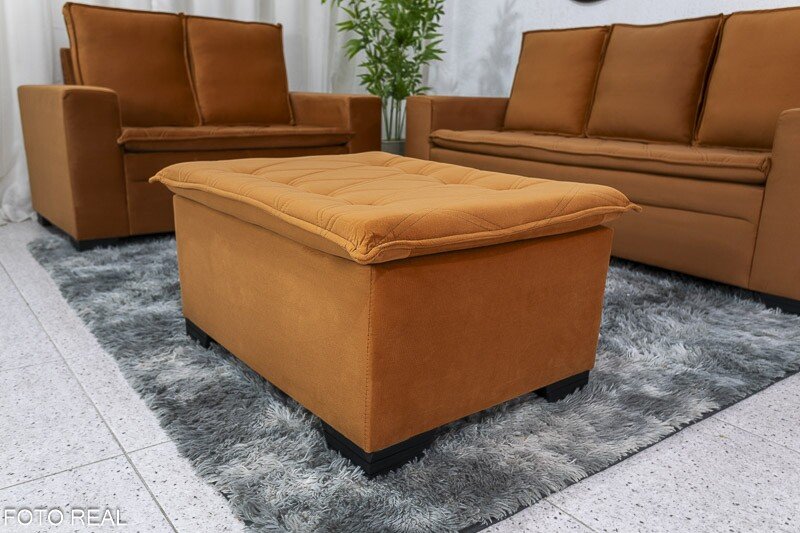 Sofá 3 e 2 lugares França com Puff Veludo Terracota A62 Larg. 1.86m - Imagem 6