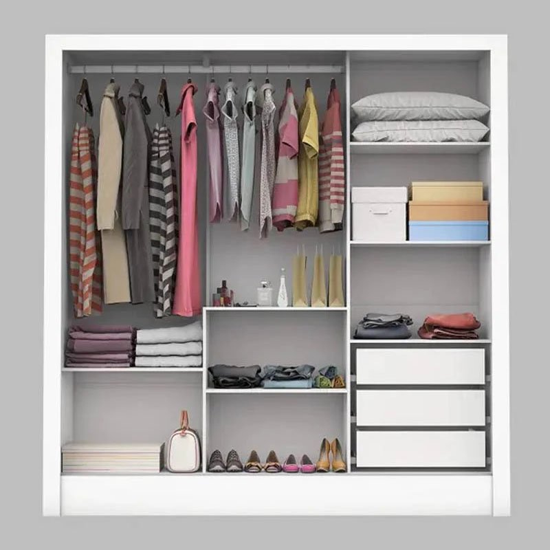 Roupeiro Dubai C/Espelho 3 Pts. 3 Gav. Branco Larg. 1.79m Carioca + Cama Box Casal Livina Molas Ensacadas 138x188x58 Orthoside - Imagem 5