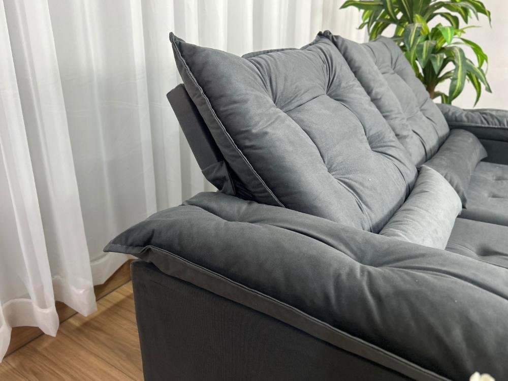 Sofá Retrátil Reclinável Atenas 2.00m - Cinza Veludo - Imagem 9