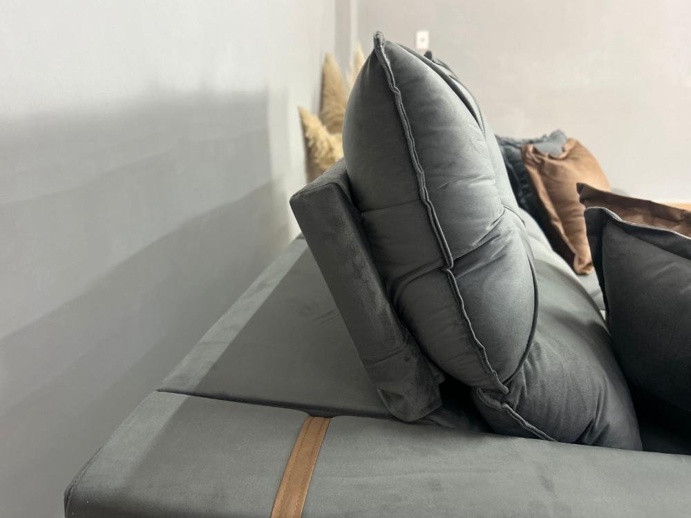Sofá Retrátil e Reclinável Gran Bello 2.50m - Cinza Veludo - Imagem 2
