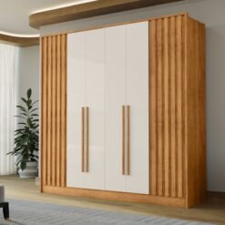 Guarda-Roupa Navegantes 6 portas Ripado - Cedro/Areia