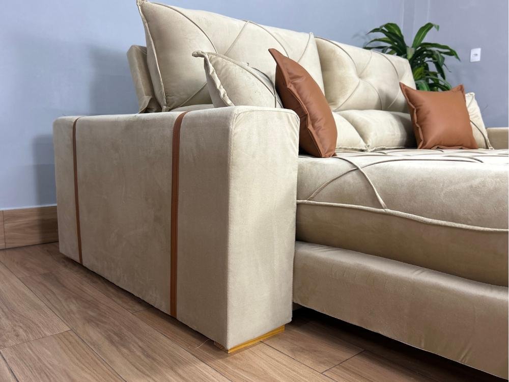 Sofá Retrátil e Reclinável Gran Bello 2.00m - Bege Veludo - Imagem 8