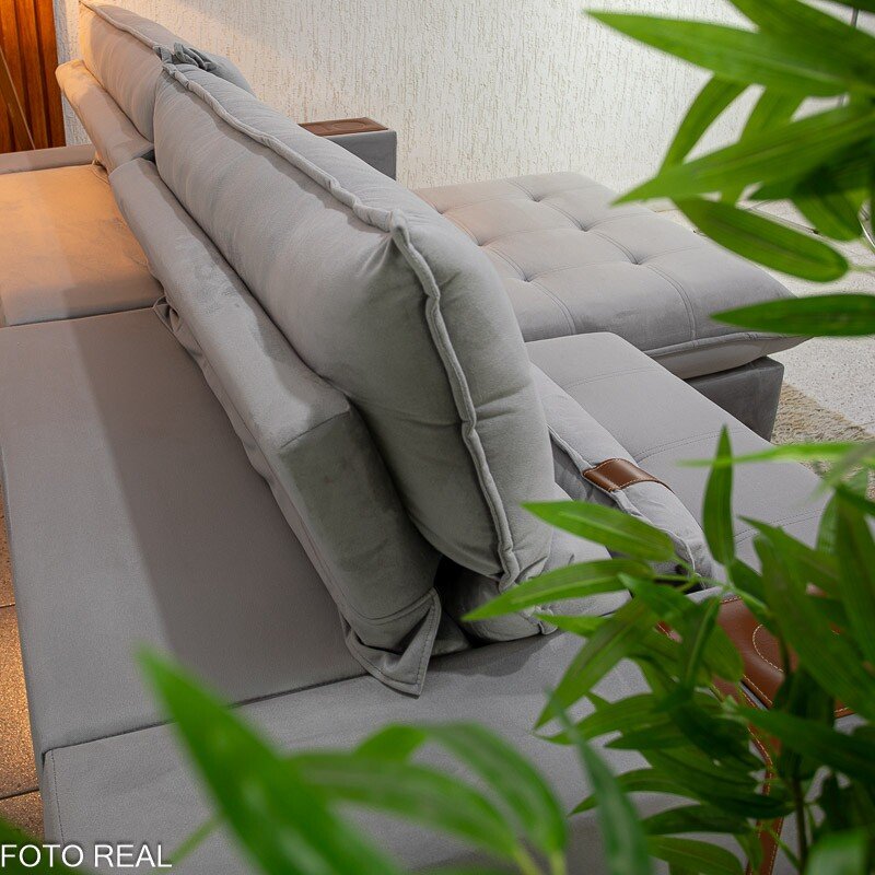 Sofá Retrátil Reclinável Ravello 2.50m Veludo Prata 3040/03 - Molas Ensacadas Pockets - Imagem 10